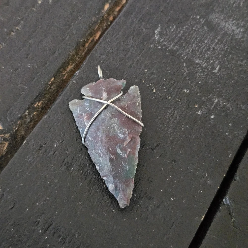 Silver Wrapped Stone Pendant Necklace